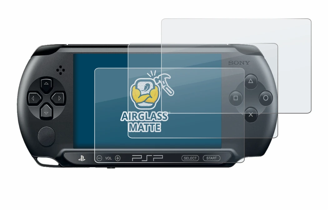 Imagen del dispositivo Sony PSP 1004 con una amplia variedad de protectores de pantalla.