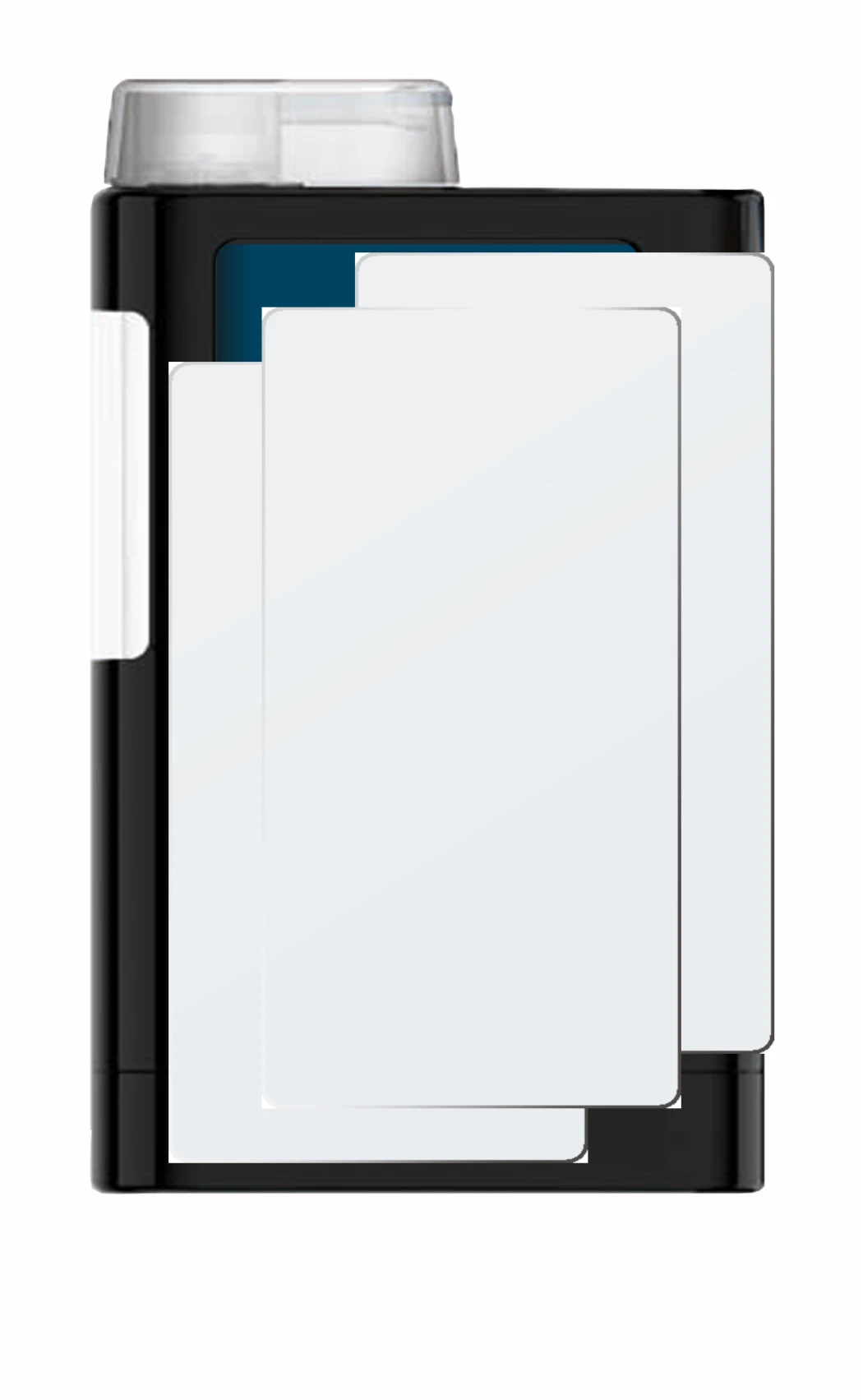 Imagen del dispositivo Mylife YpsoPump con una amplia variedad de protectores de pantalla.