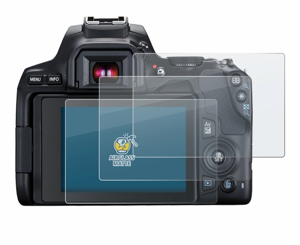Imagen del dispositivo Canon EOS 250D con una amplia variedad de protectores de pantalla.