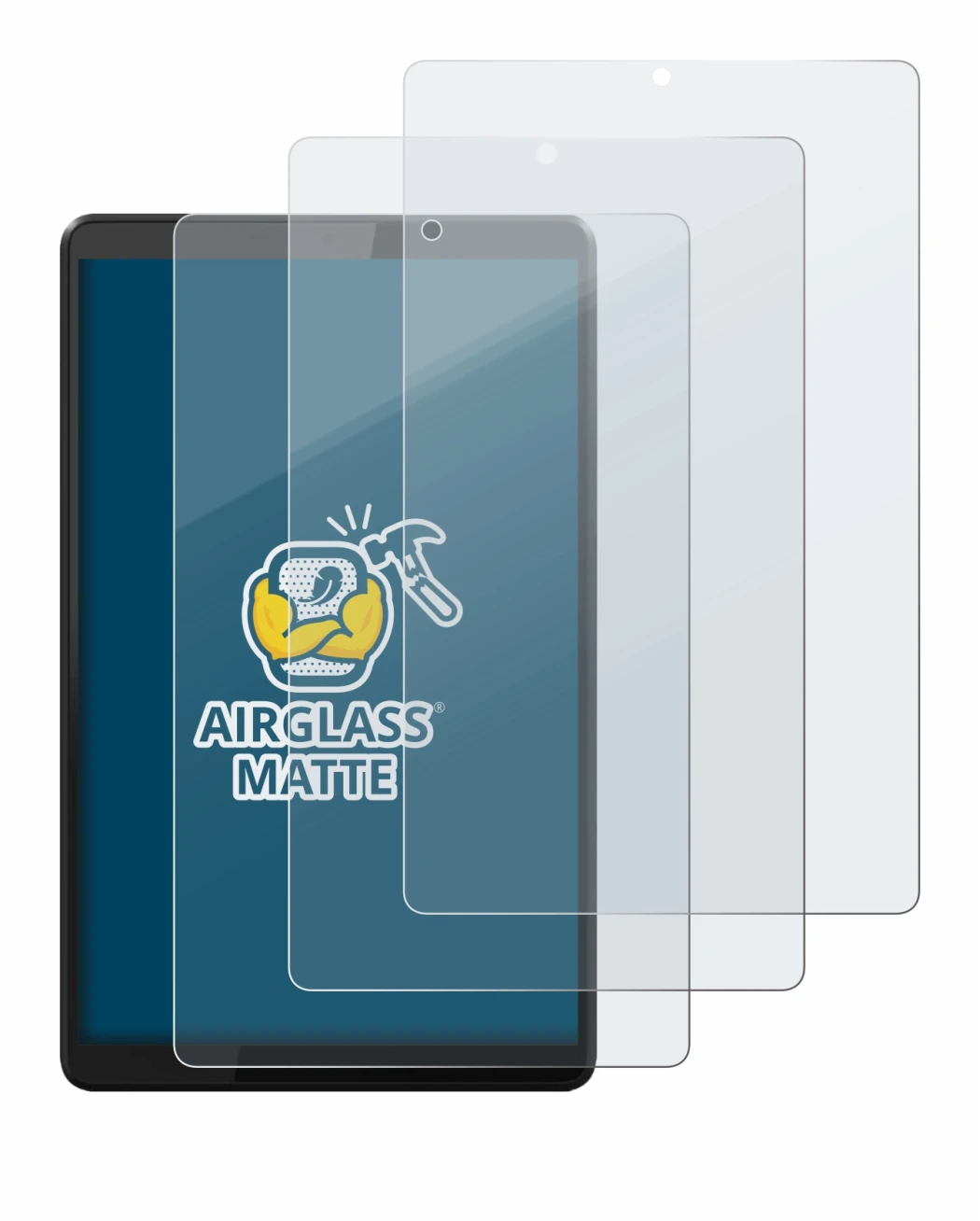 Imagen del dispositivo Lenovo Tab M8 con una amplia variedad de protectores de pantalla.