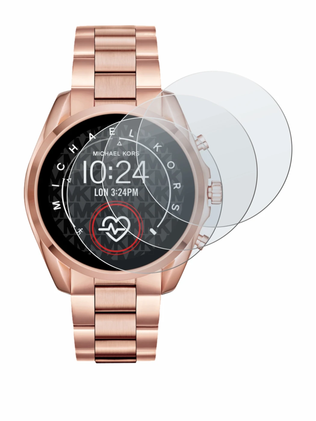 Imagen del dispositivo Michael Kors Access Bradshaw 2 con una amplia variedad de protectores de pantalla.