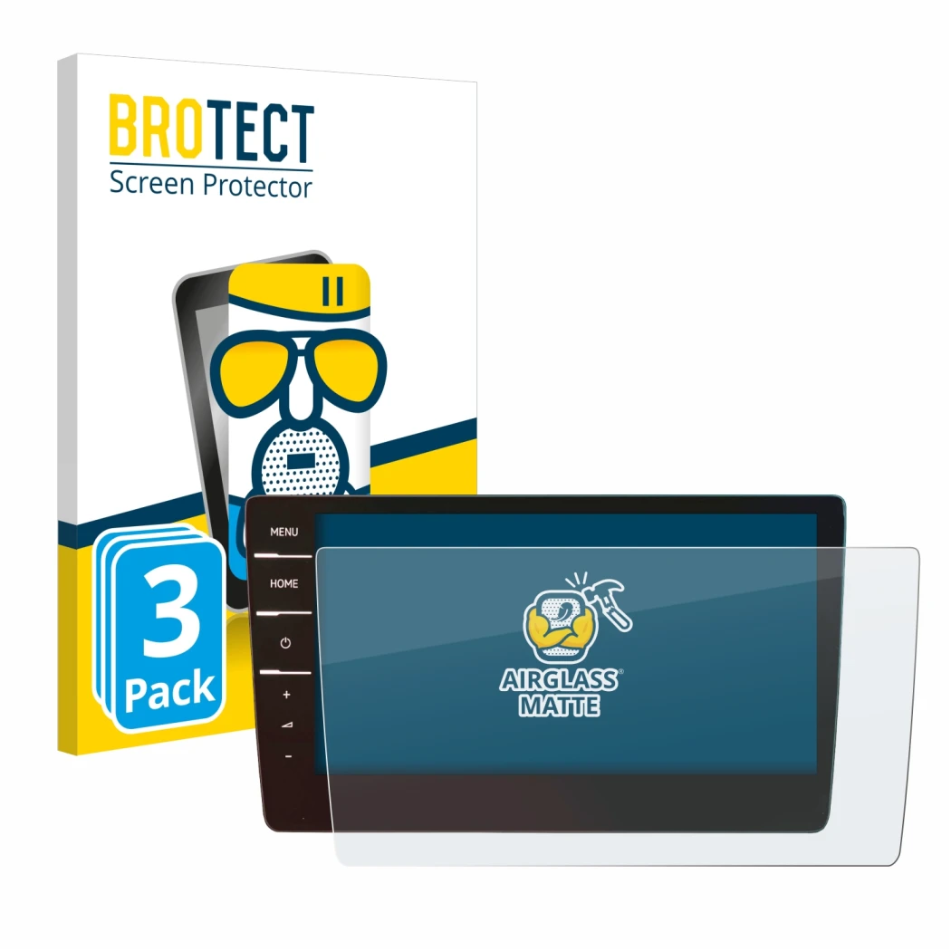 Parte frontal de un envase de producto con el logotipo de la marca BROTECT. Al lado se muestra el dispositivo Volkswagen Toura