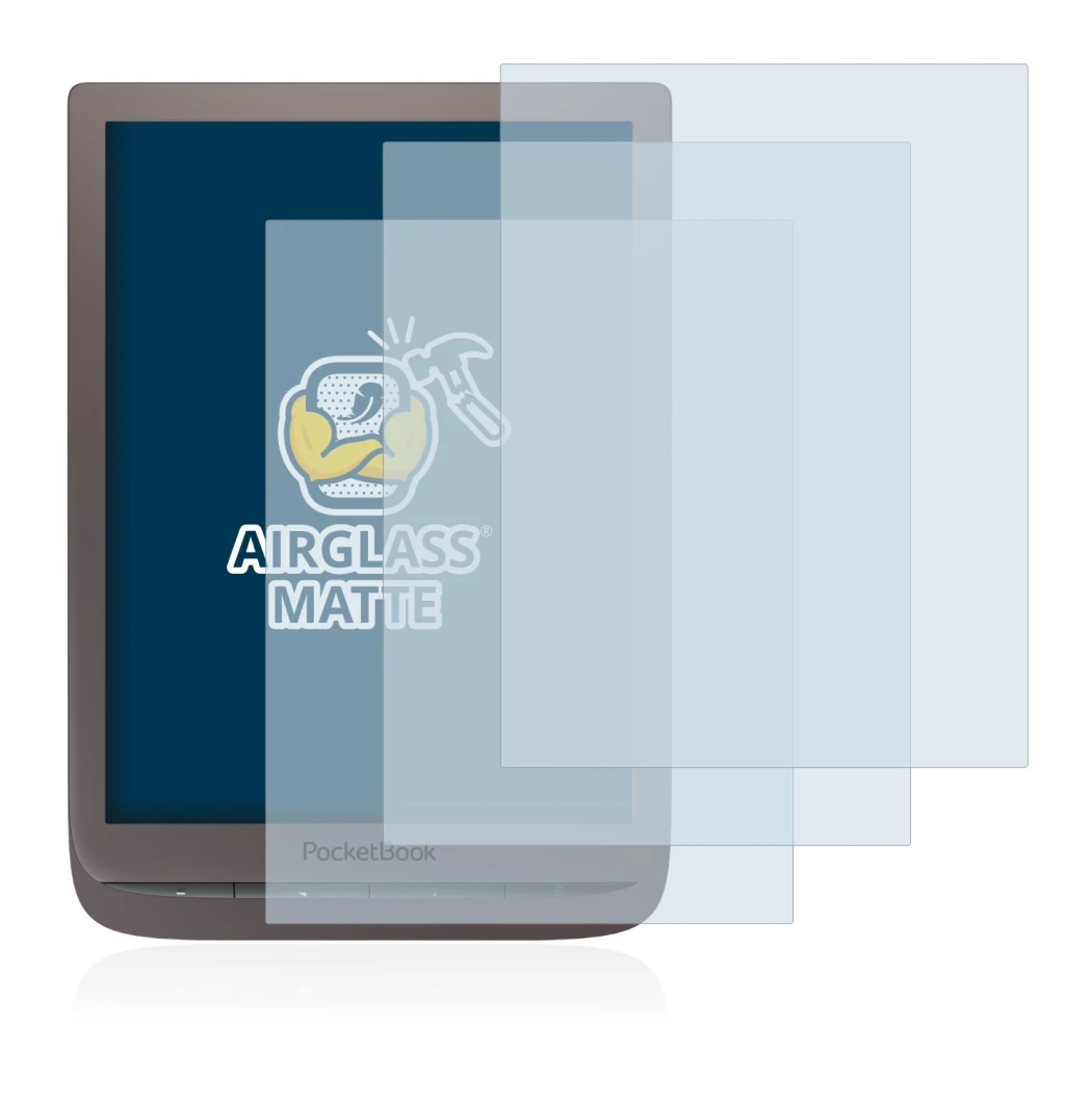 Imagen del dispositivo PocketBook InkPad 3 Pro con una amplia variedad de protectores de pantalla.
