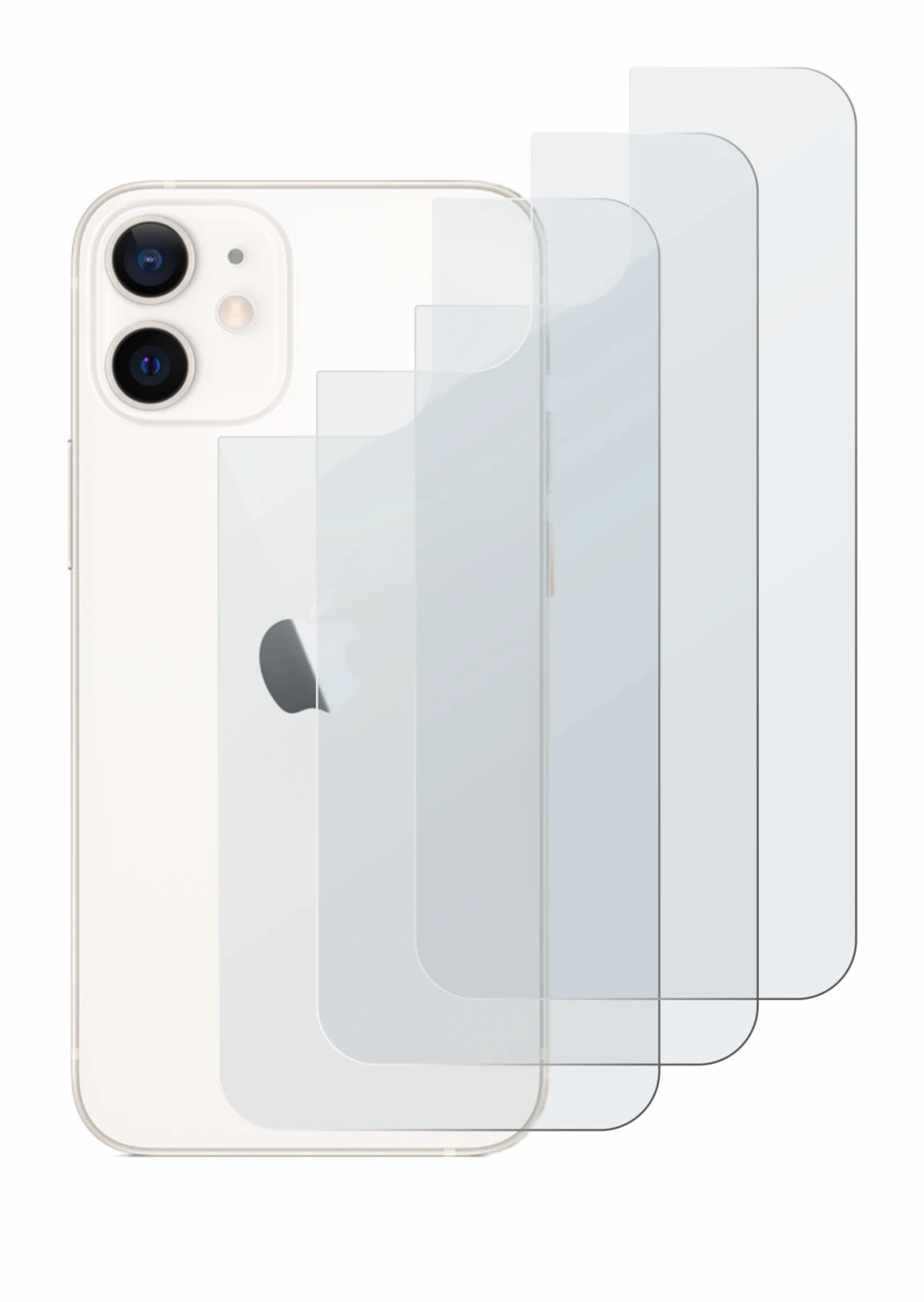 Imagen del dispositivo Apple iPhone 12 mini (Trasero) con una amplia variedad de protectores de pantalla.