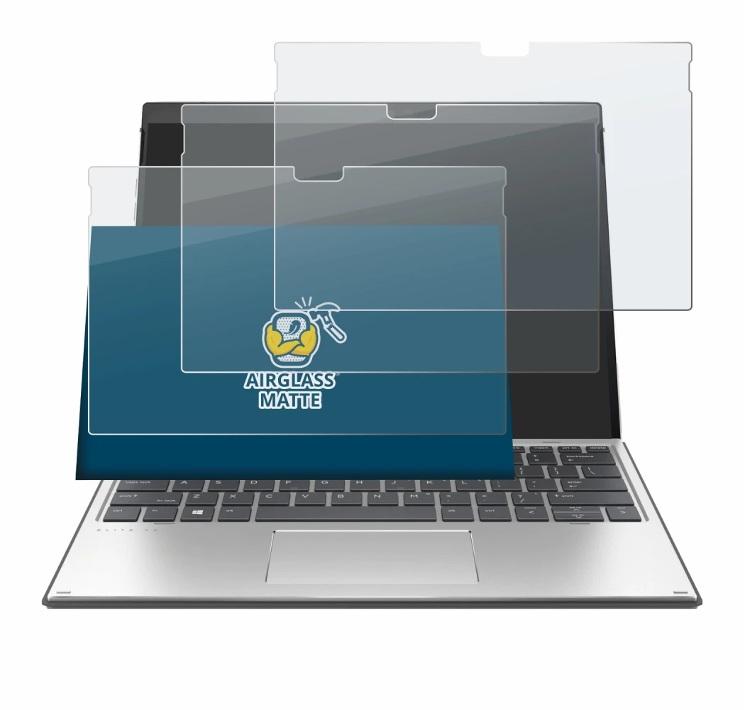 Imagen del dispositivo HP Elite x2 G8 con una amplia variedad de protectores de pantalla.