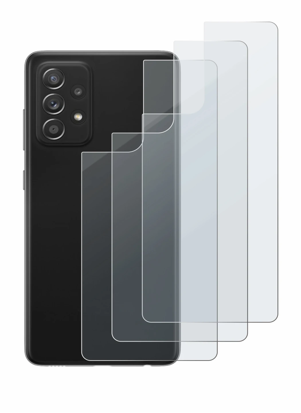 Imagen del dispositivo Samsung Galaxy A52s 5G (Trasero) con una amplia variedad de protectores de pantalla.