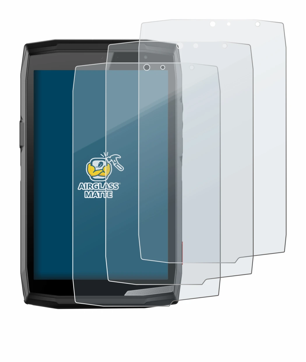 Imagen del dispositivo Crosscall Core T5 con una amplia variedad de protectores de pantalla.
