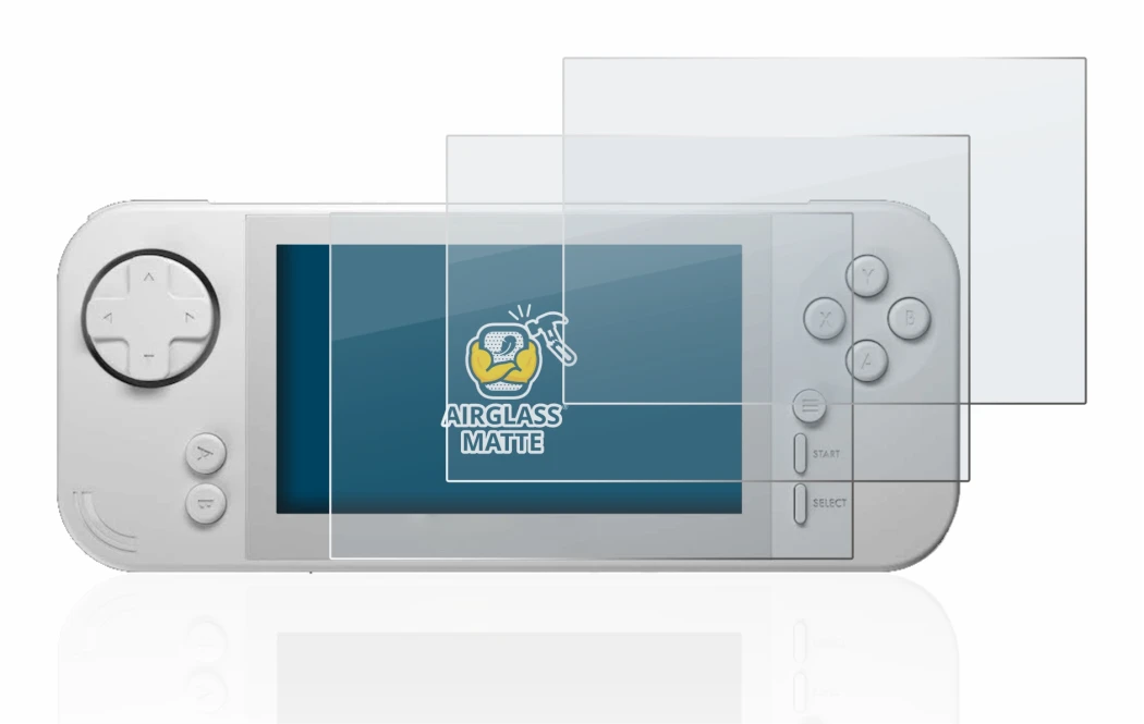 Imagen del dispositivo Evercade EXP con una amplia variedad de protectores de pantalla.