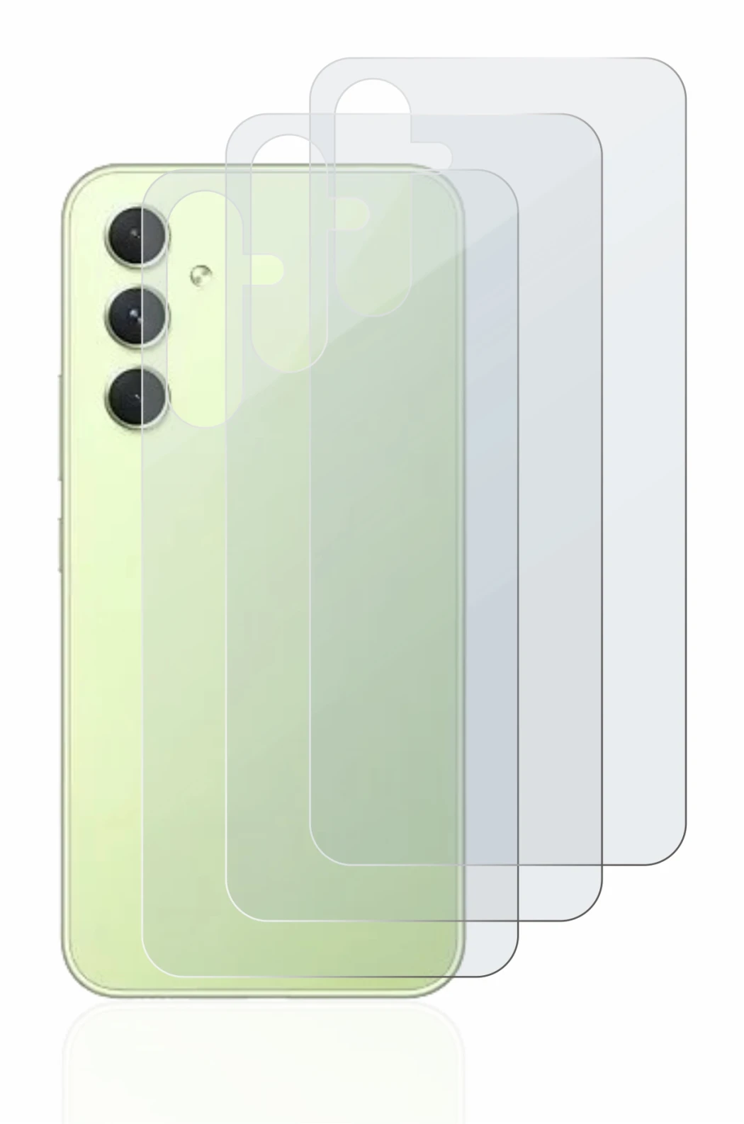 Imagen del dispositivo Samsung Galaxy A54 5G (Trasero) con una amplia variedad de protectores de pantalla.