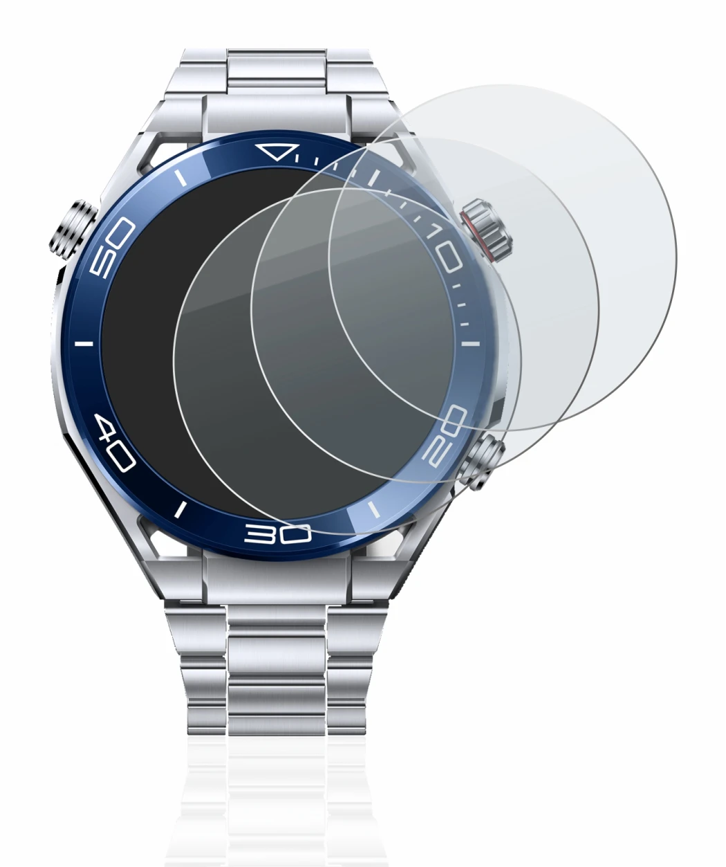 Imagen del dispositivo Huawei Watch Ultimate (48.5 mm) con una amplia variedad de protectores de pantalla.