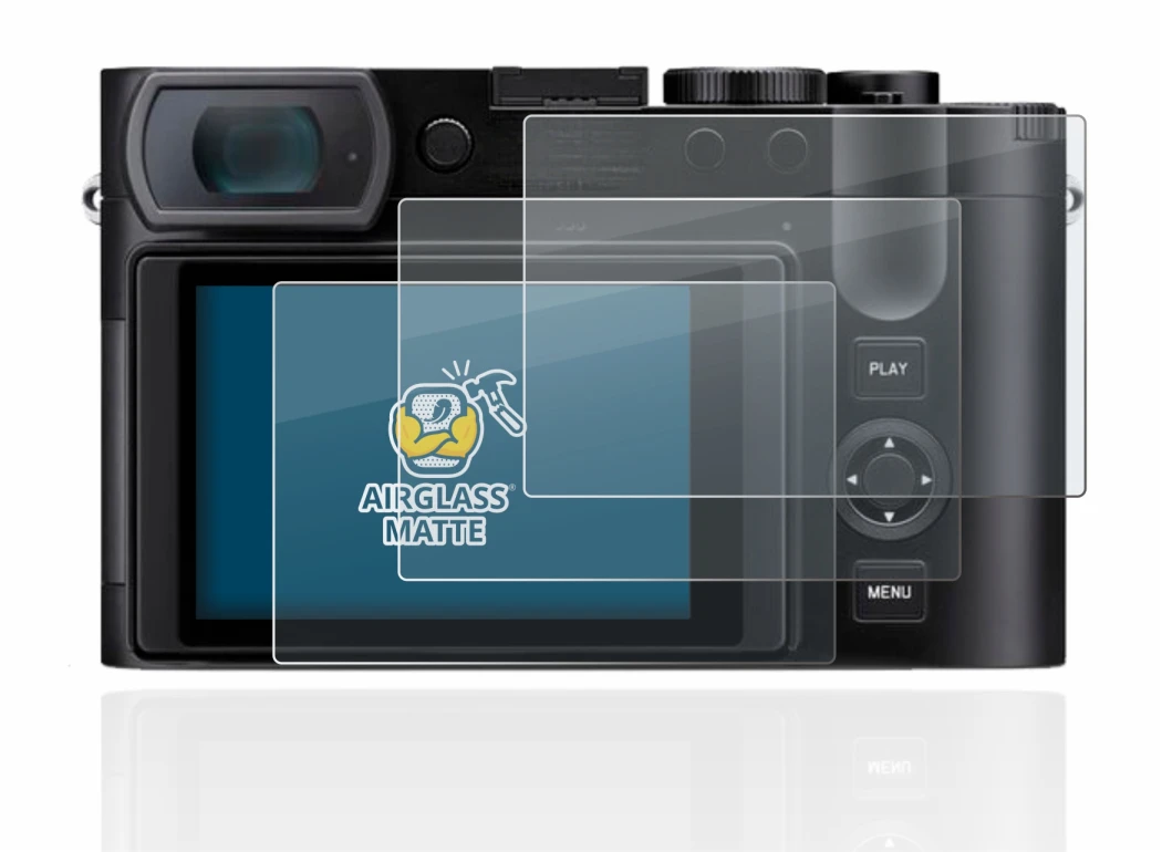 Imagen del dispositivo Leica Q3 con una amplia variedad de protectores de pantalla.