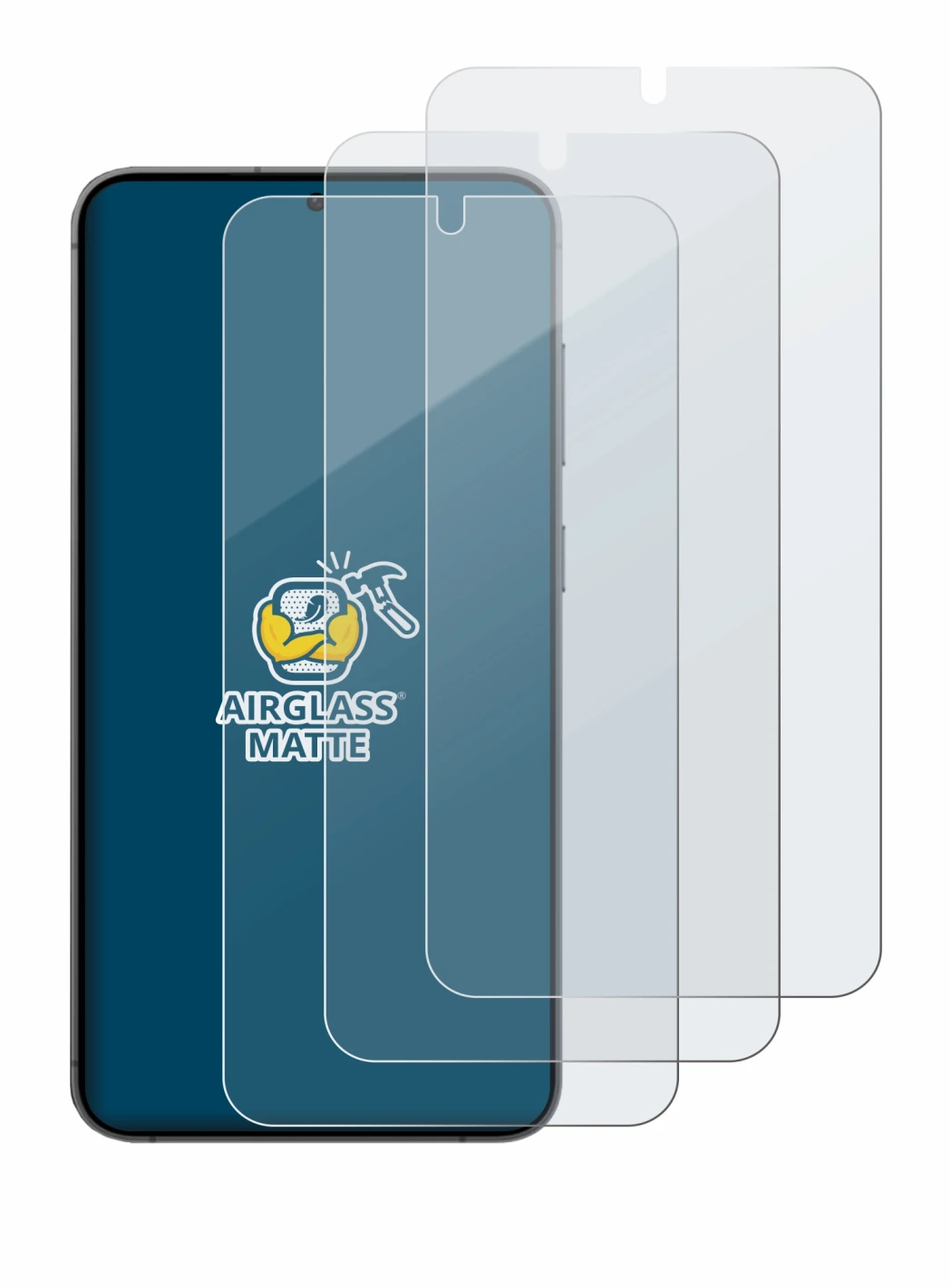 Imagen del dispositivo Samsung Galaxy S24 Plus con una amplia variedad de protectores de pantalla.
