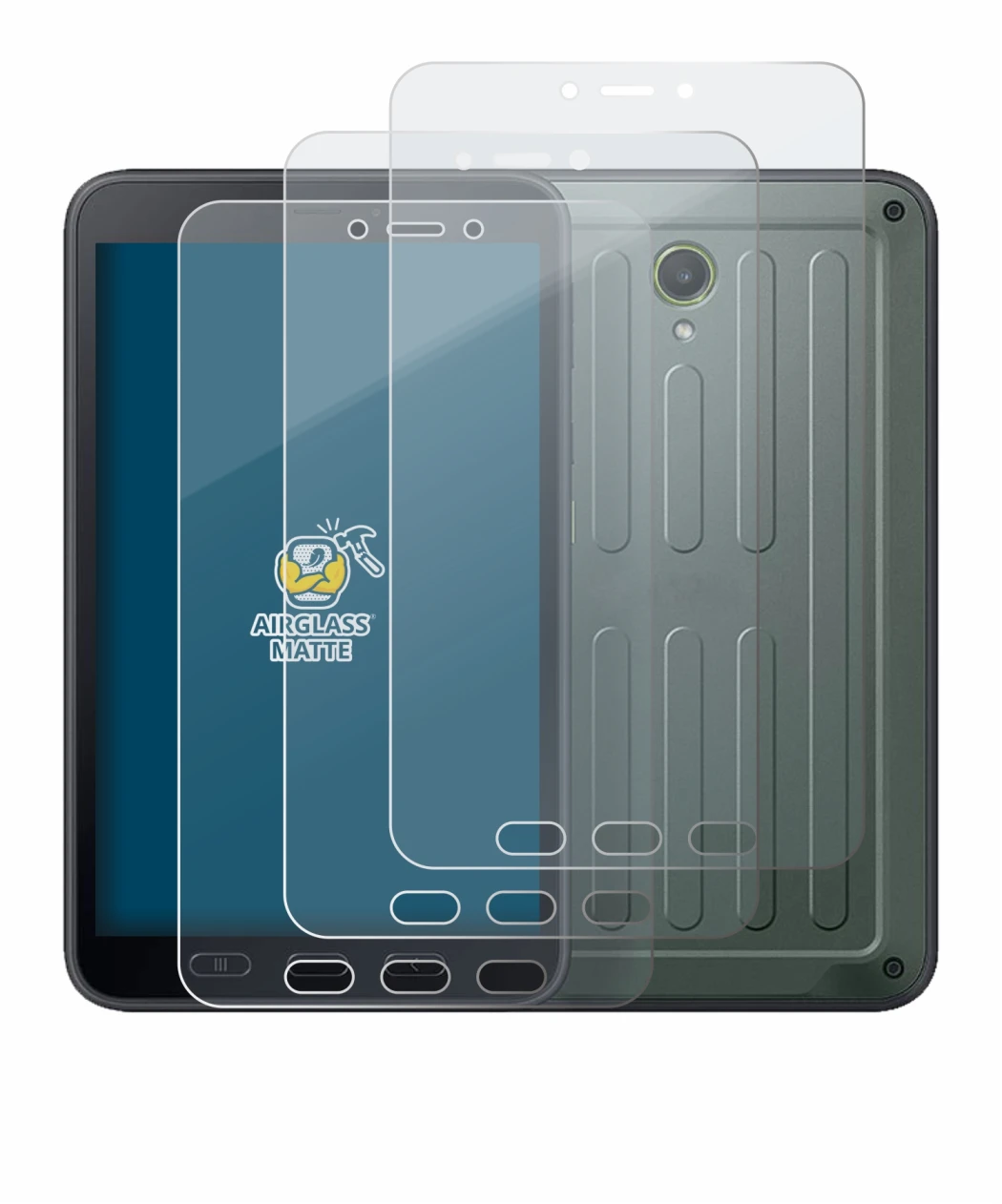 Imagen del dispositivo Samsung Galaxy Tab Active 5 (retrato) con una amplia variedad de protectores de pantalla.