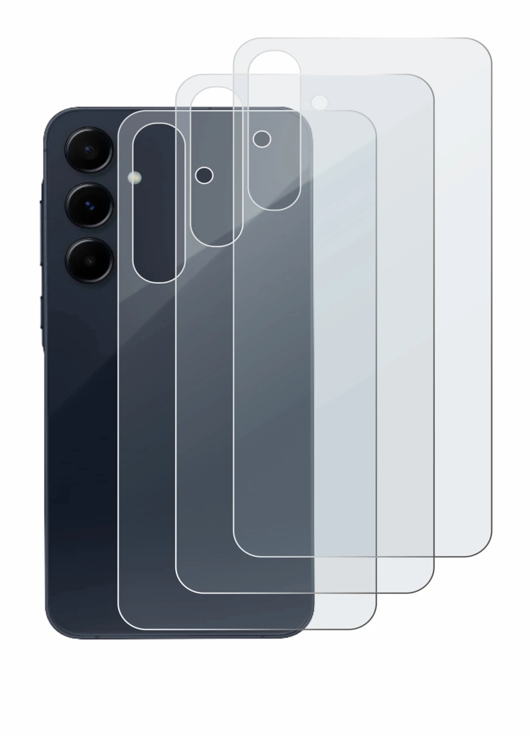 Imagen del dispositivo Samsung Galaxy A55 5G (Trasero) con una amplia variedad de protectores de pantalla.