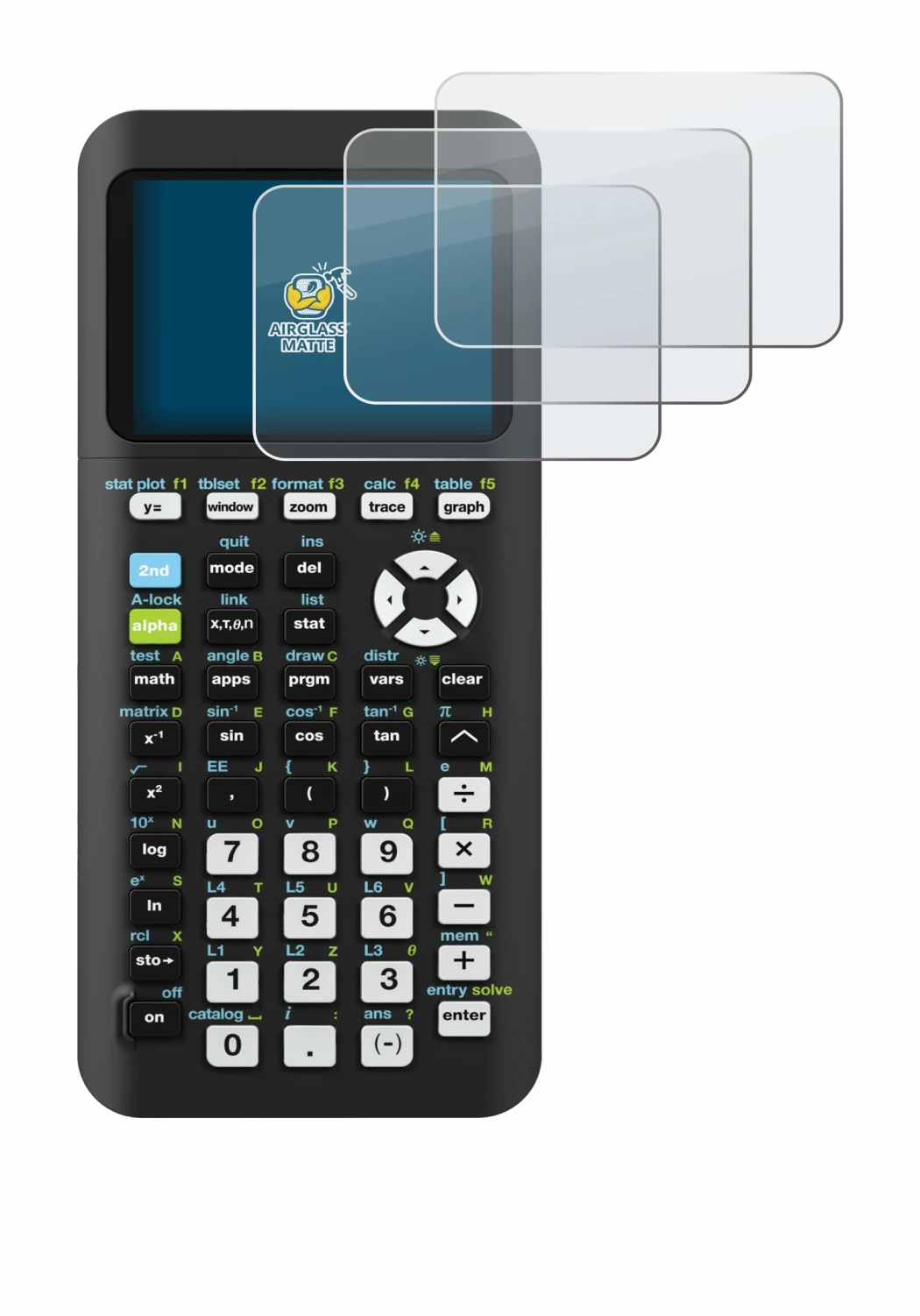 Imagen del dispositivo Texas Instruments TI-84 Plus CE-T Python con una amplia variedad de protectores de pantalla.