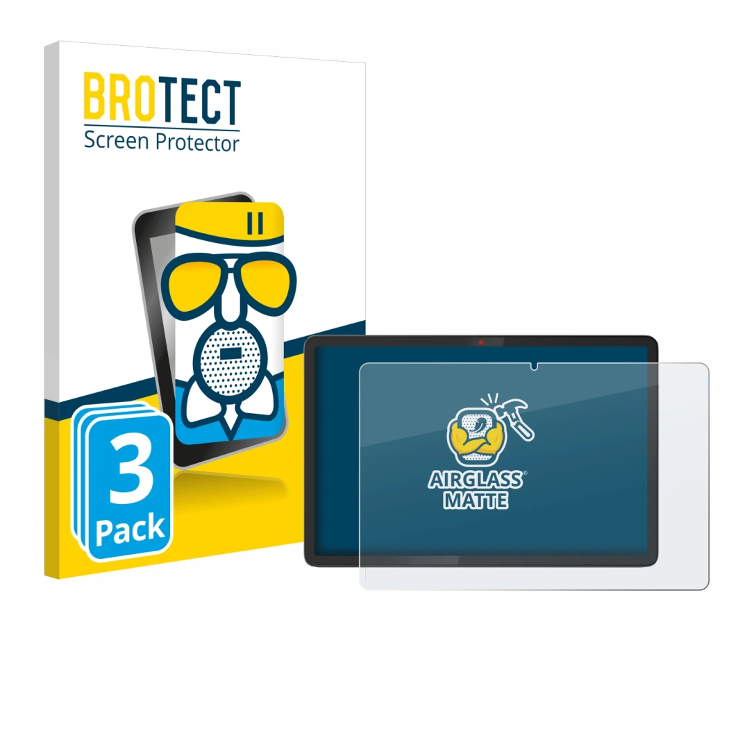 Parte frontal de un envase de producto con el logotipo de la marca BROTECT. Al lado se muestra el dispositivo Lenovo Chromeboo