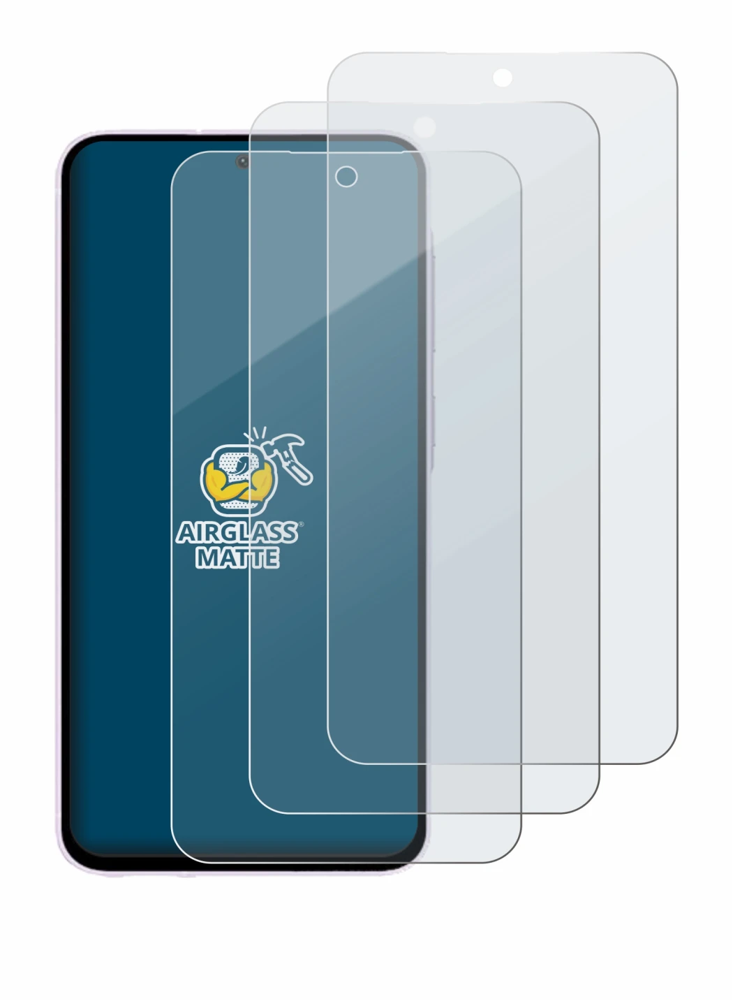 Imagen del dispositivo Samsung Galaxy A56 5G con una amplia variedad de protectores de pantalla.