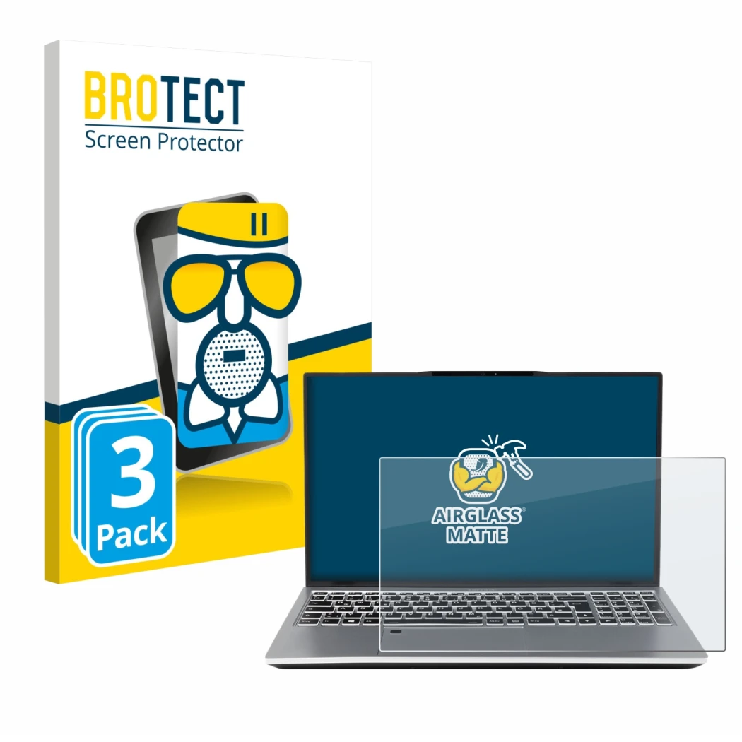 Parte frontal de un envase de producto con el logotipo de la marca BROTECT. Al lado se muestra el dispositivo terra Mobile 155