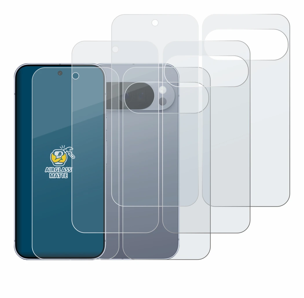 Imagen del dispositivo Google Pixel 10 Pro (Frontal+Trasero) con una amplia variedad de protectores de pantalla.