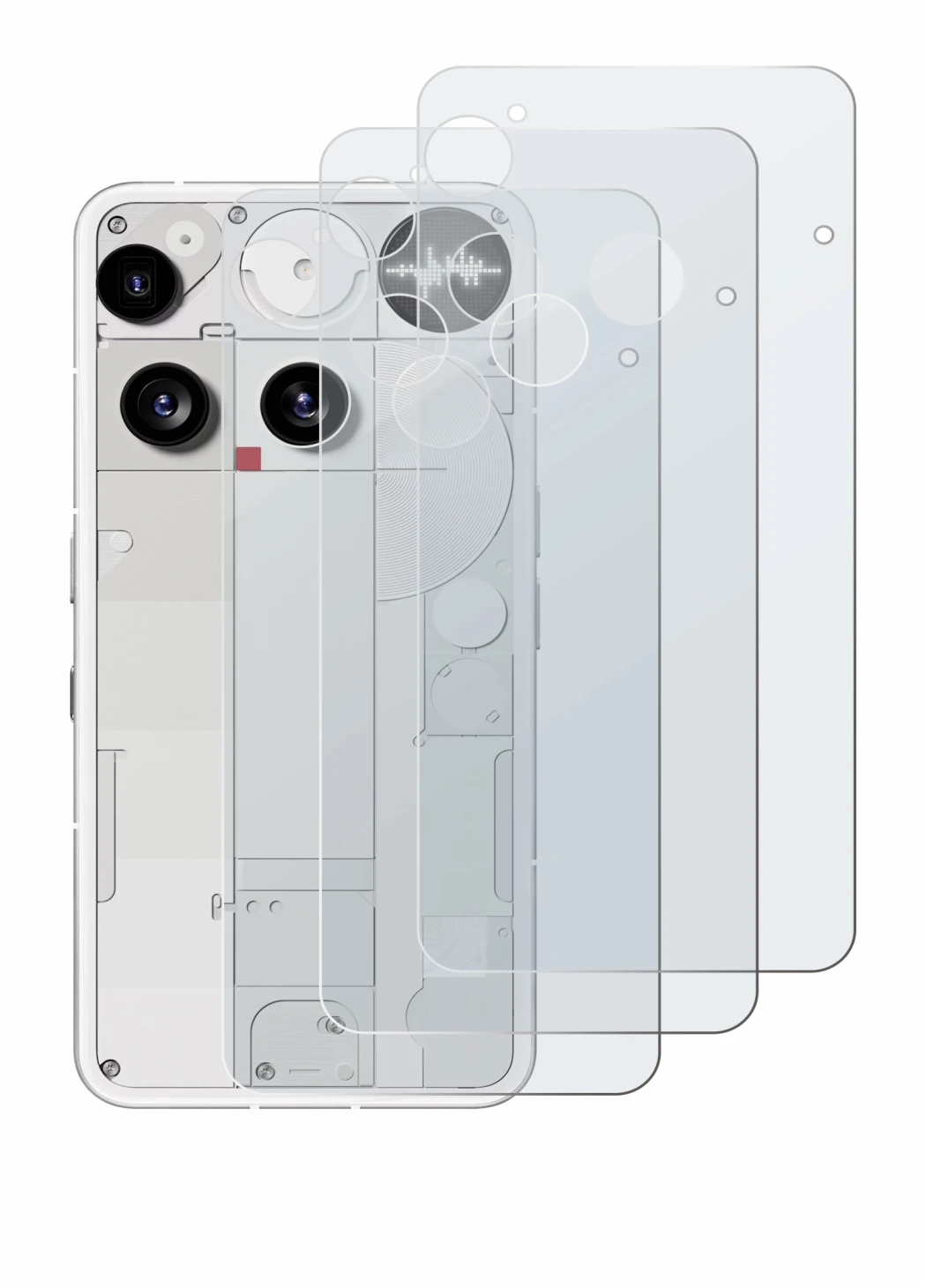 Imagen del dispositivo Nothing Phone (3) (Trasero) con una amplia variedad de protectores de pantalla.