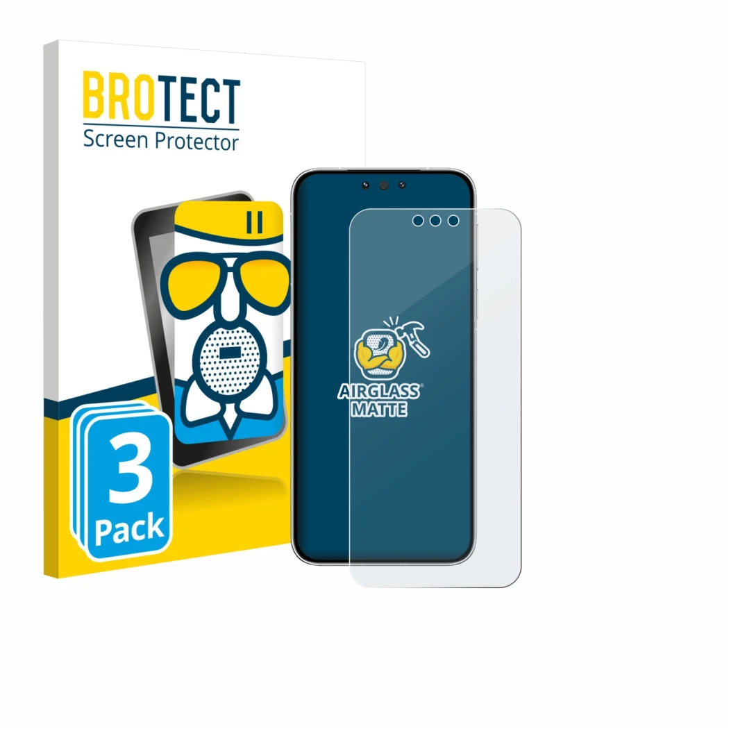 Parte frontal de un envase de producto con el logotipo de la marca BROTECT. Al lado se muestra el dispositivo Huawei Mate 80 c