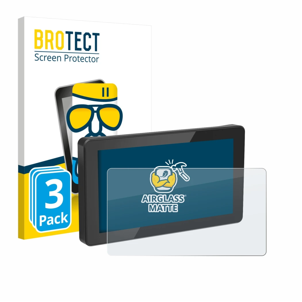 Parte frontal de un envase de producto con el logotipo de la marca BROTECT. Al lado se muestra el dispositivo Innovv N1 5.99