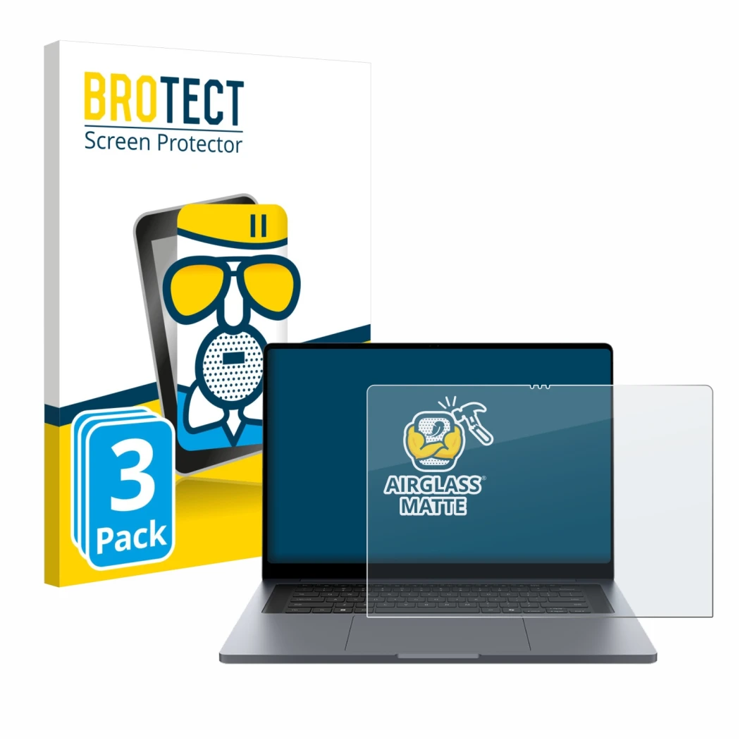 Parte frontal de un envase de producto con el logotipo de la marca BROTECT. Al lado se muestra el dispositivo Samsung Galaxy B