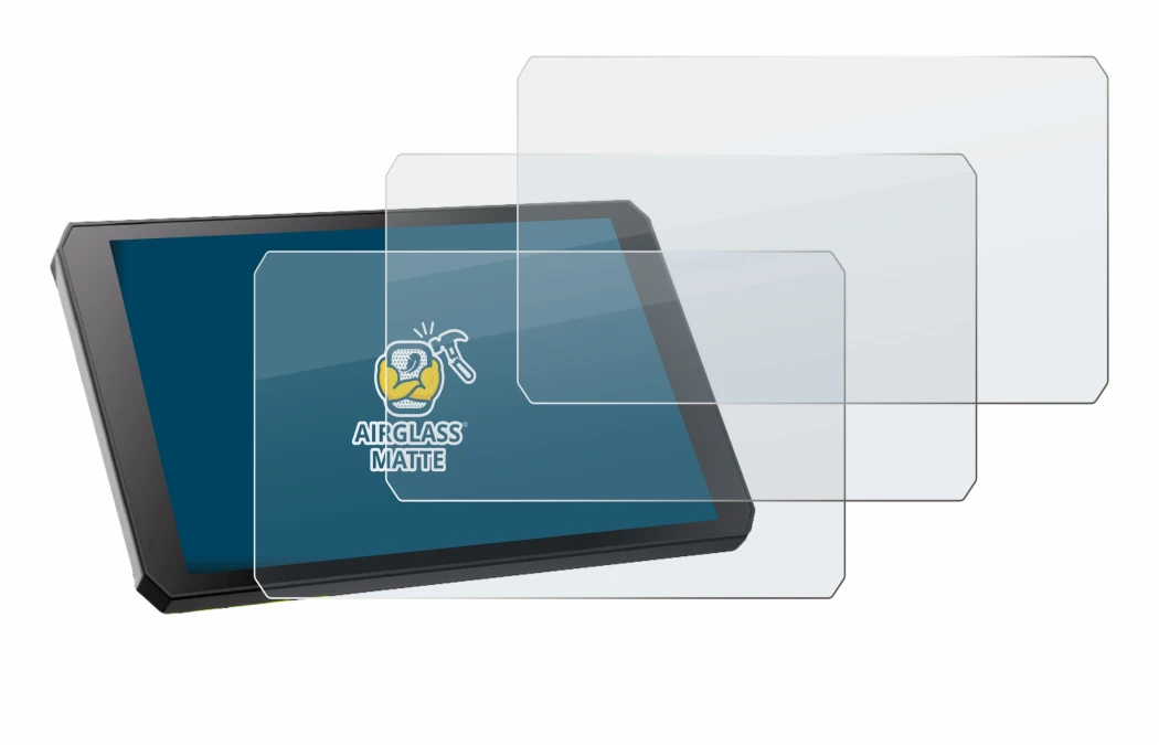 Imagen del dispositivo RiderNav R7M con una amplia variedad de protectores de pantalla.