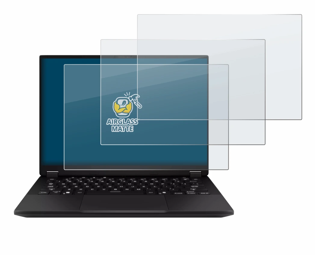 Imagen del dispositivo ASUS TUF Gaming A14 con una amplia variedad de protectores de pantalla.