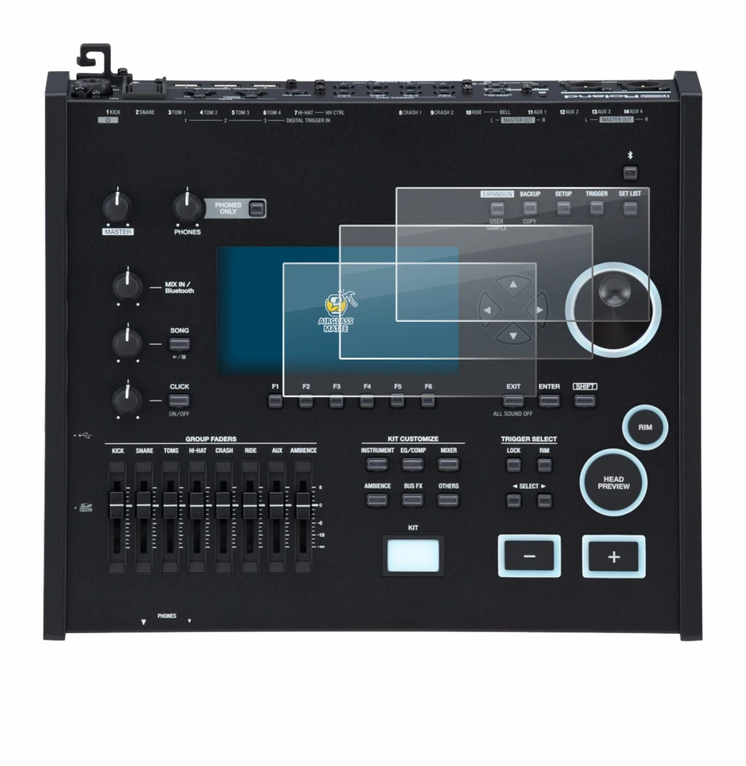 Imagen del dispositivo Roland V71 con una amplia variedad de protectores de pantalla.