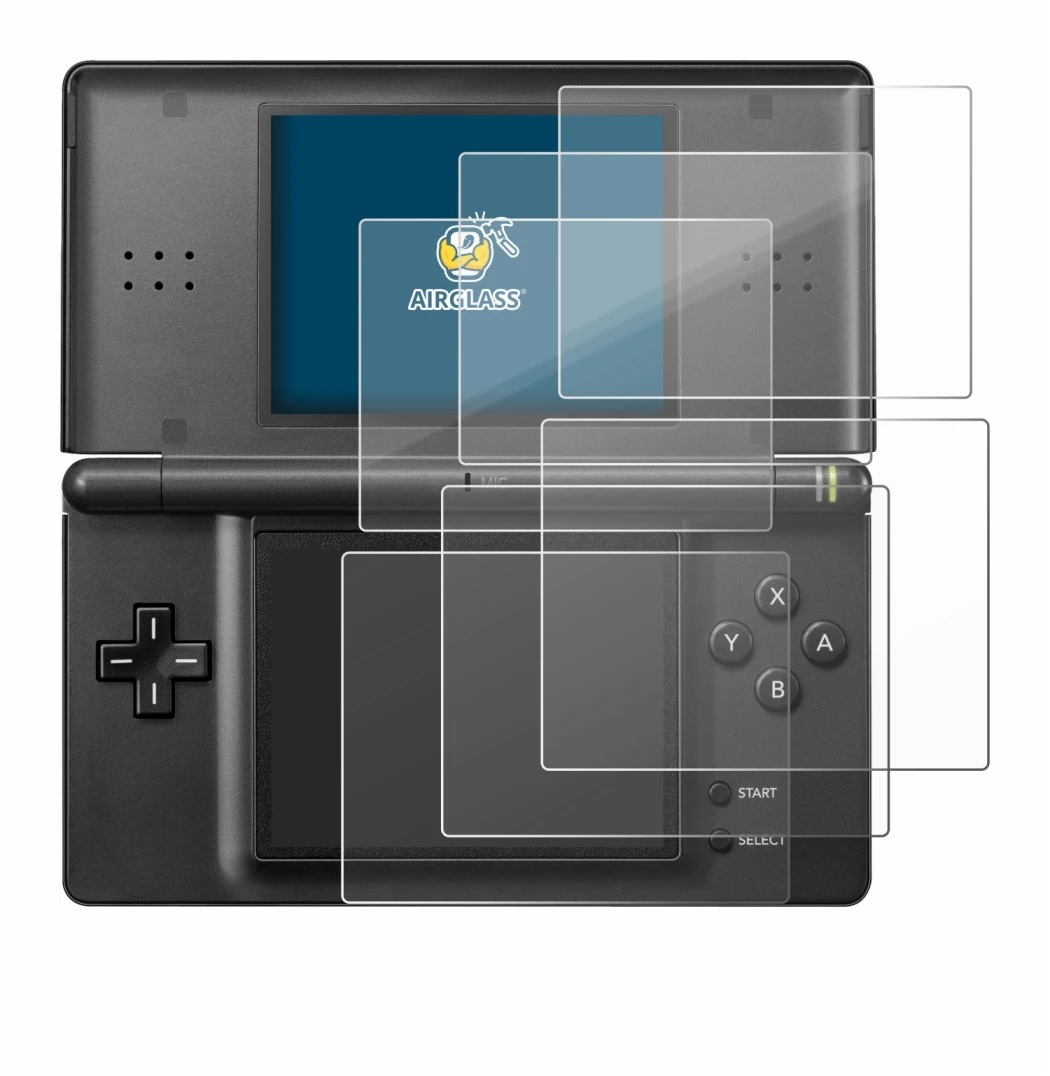Imagen del dispositivo Nintendo DS LITE con una amplia variedad de protectores de pantalla.