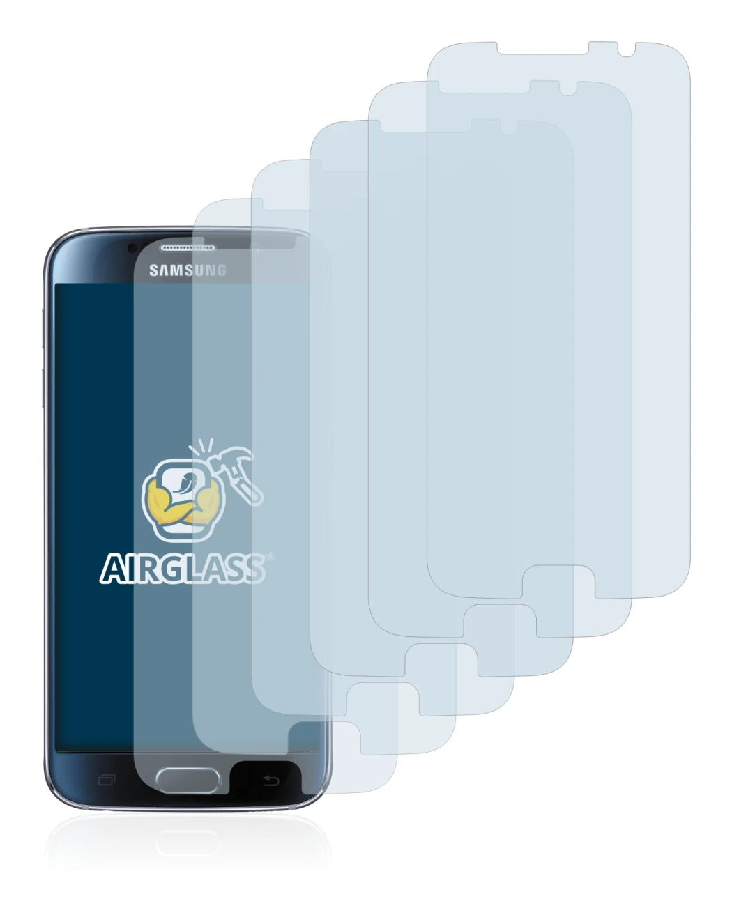 Imagen del dispositivo Samsung Galaxy S6 con una amplia variedad de protectores de pantalla.