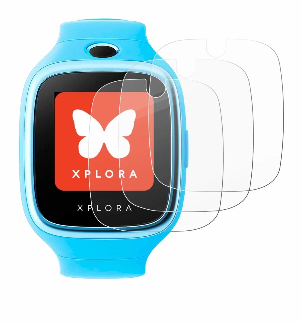 Imagen del dispositivo Xplora Go con una amplia variedad de protectores de pantalla.