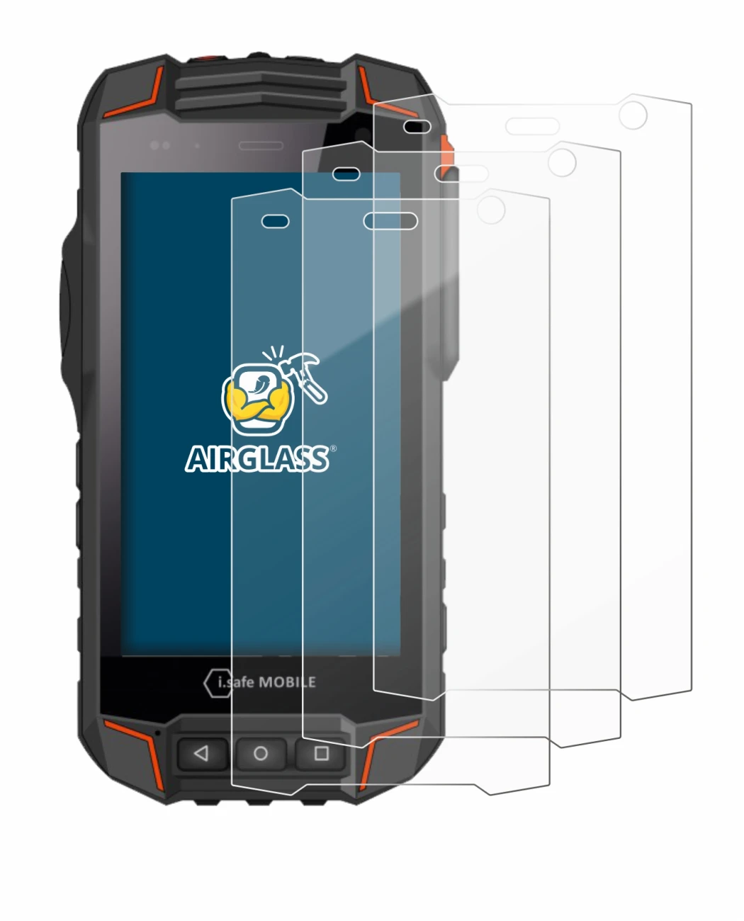 Imagen del dispositivo i.safe MOBILE IS530.1 con una amplia variedad de protectores de pantalla.