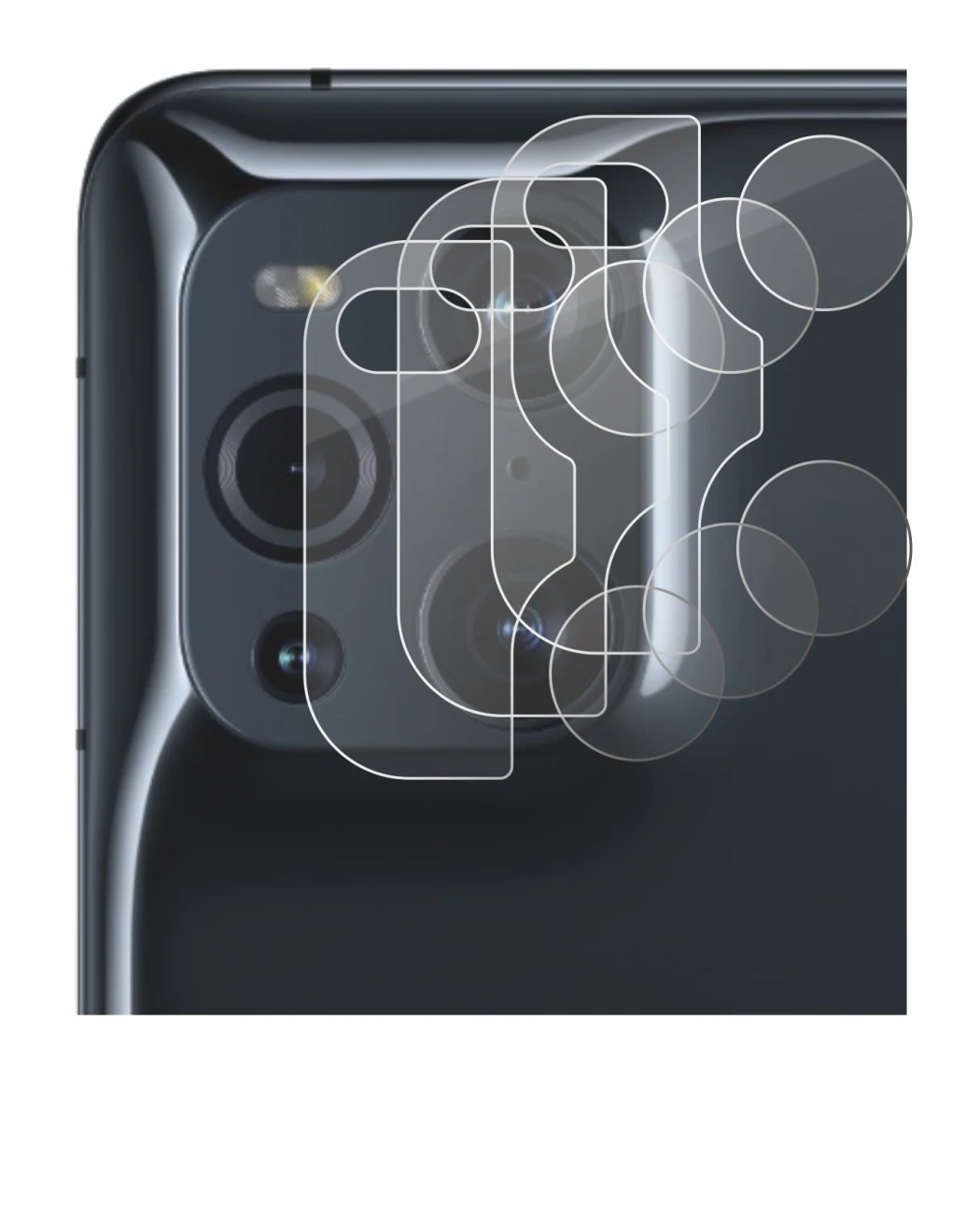 Imagen del dispositivo Oppo Find X3 Pro (SÓLO Cámara) con una amplia variedad de protectores de pantalla.