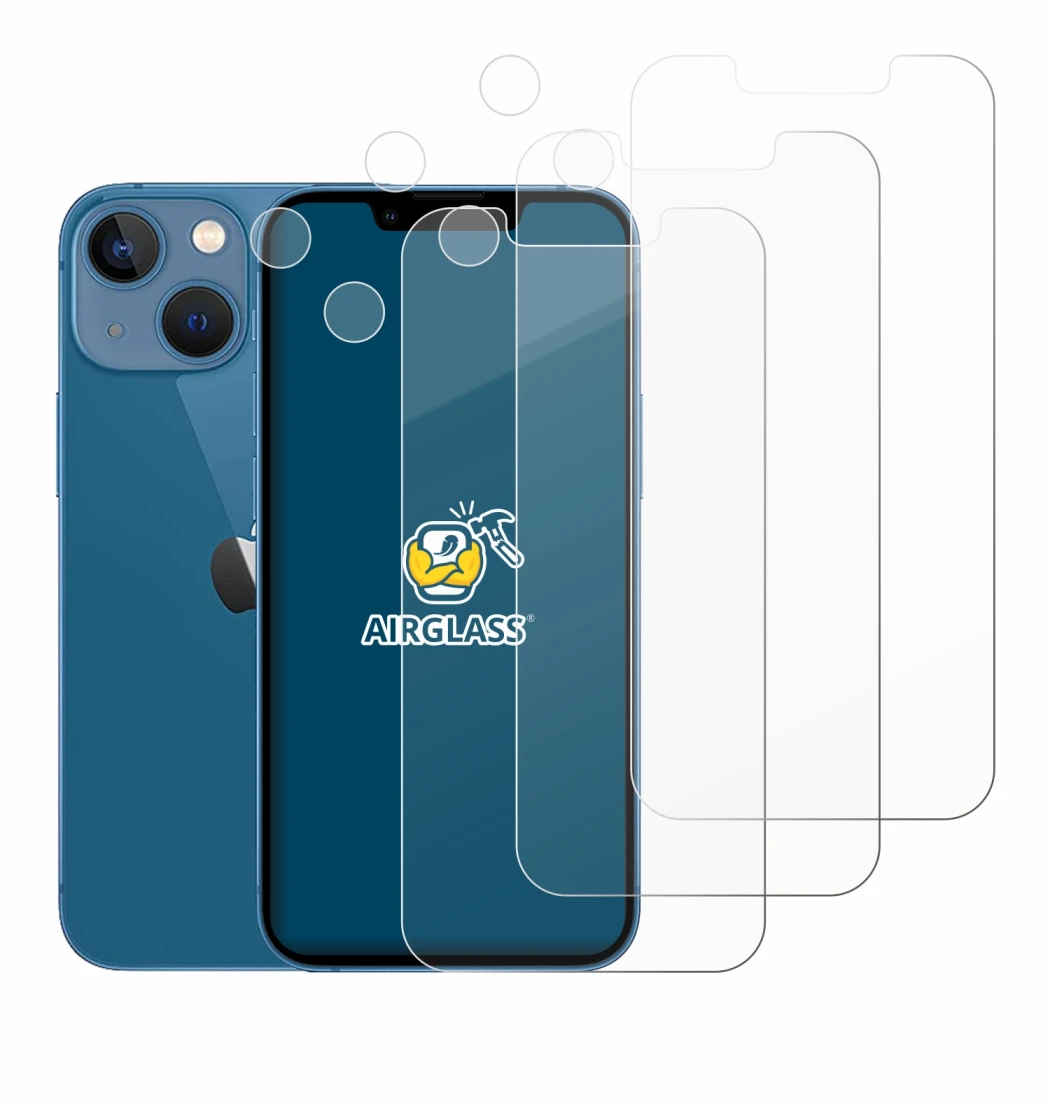 Imagen del dispositivo Apple iPhone 13 mini (Frontal+Cámara) con una amplia variedad de protectores de pantalla.