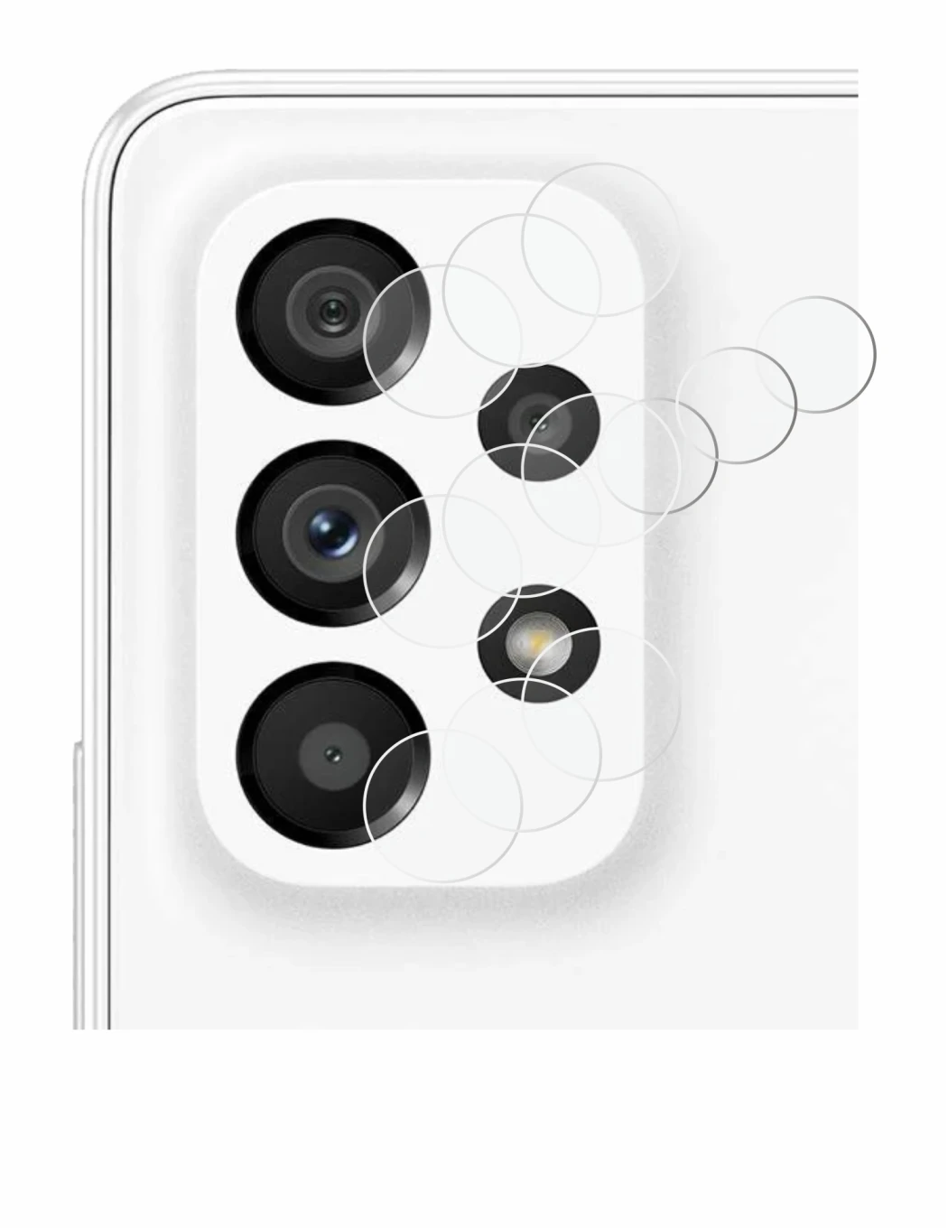 Imagen del dispositivo Samsung Galaxy A53 5G (SÓLO Cámara) con una amplia variedad de protectores de pantalla.