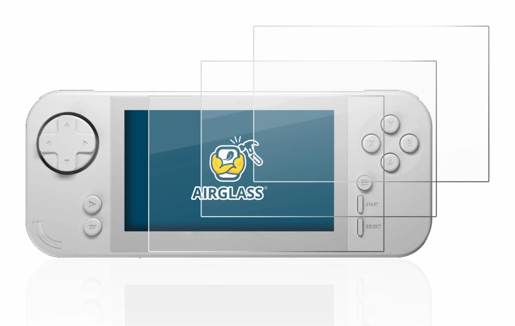 Imagen del dispositivo Evercade EXP con una amplia variedad de protectores de pantalla.