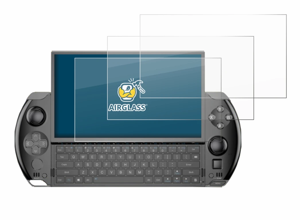 Imagen del dispositivo GPD Win 4 con una amplia variedad de protectores de pantalla.