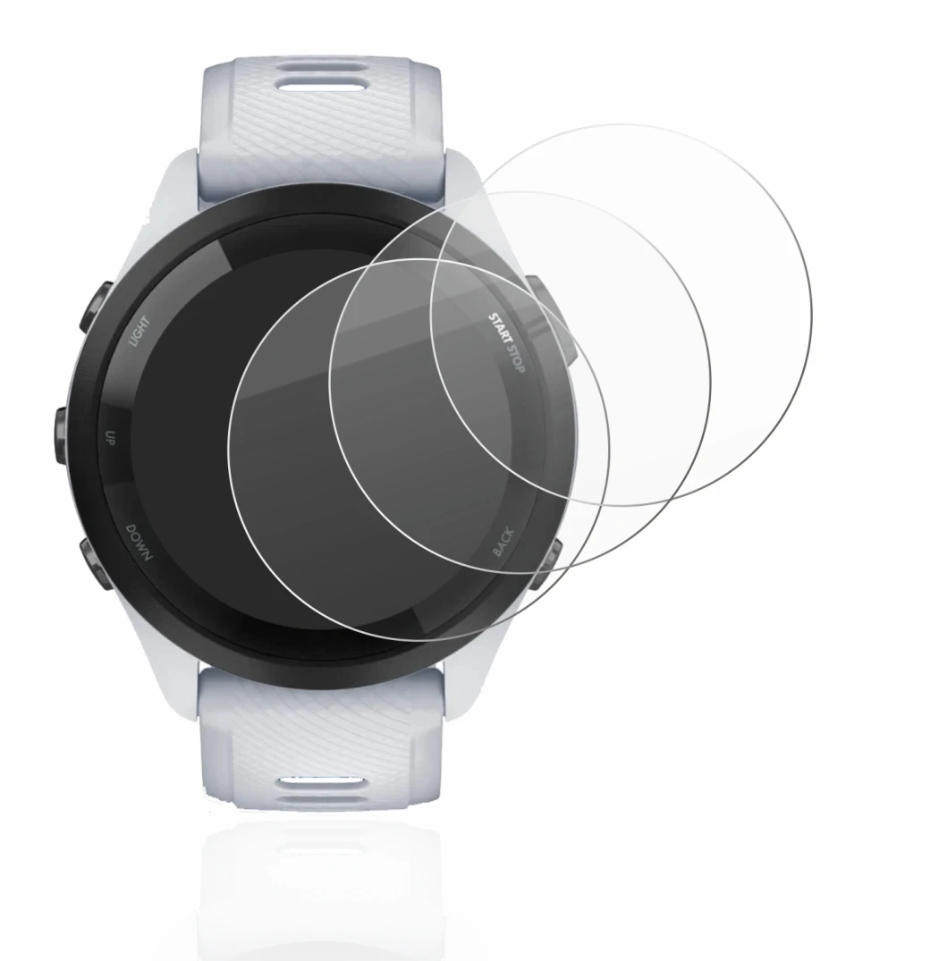 Imagen del dispositivo Garmin Forerunner 265 (46 mm) con una amplia variedad de protectores de pantalla.
