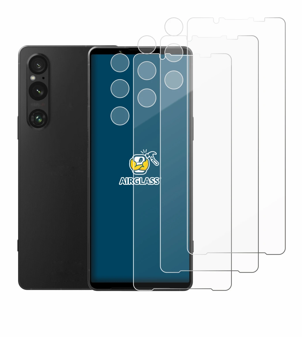 Imagen del dispositivo Sony Xperia 1 V (Frontal+Cámara) con una amplia variedad de protectores de pantalla.