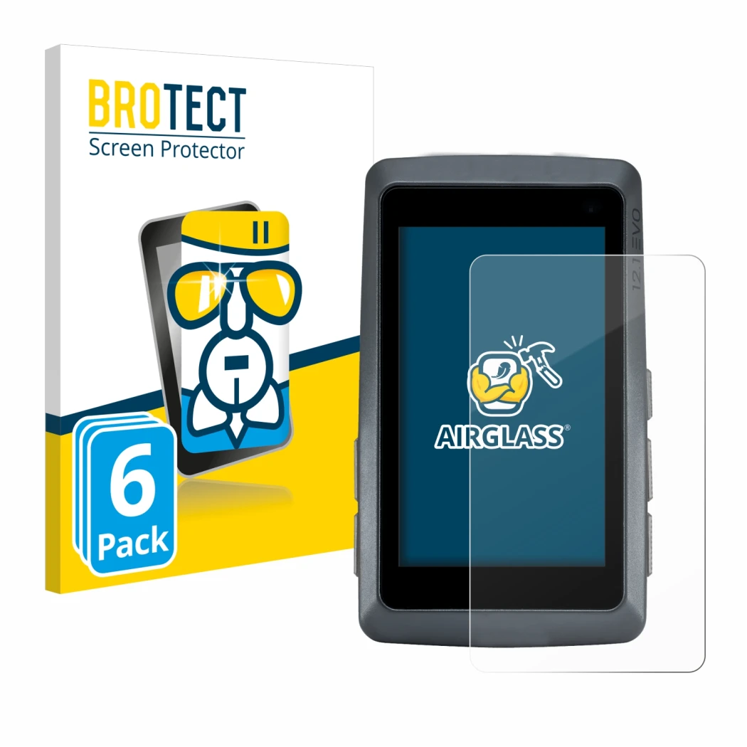 Parte frontal de un envase de producto con el logotipo de la marca BROTECT. Al lado se muestra el dispositivo Sigma ROX 12.1 E