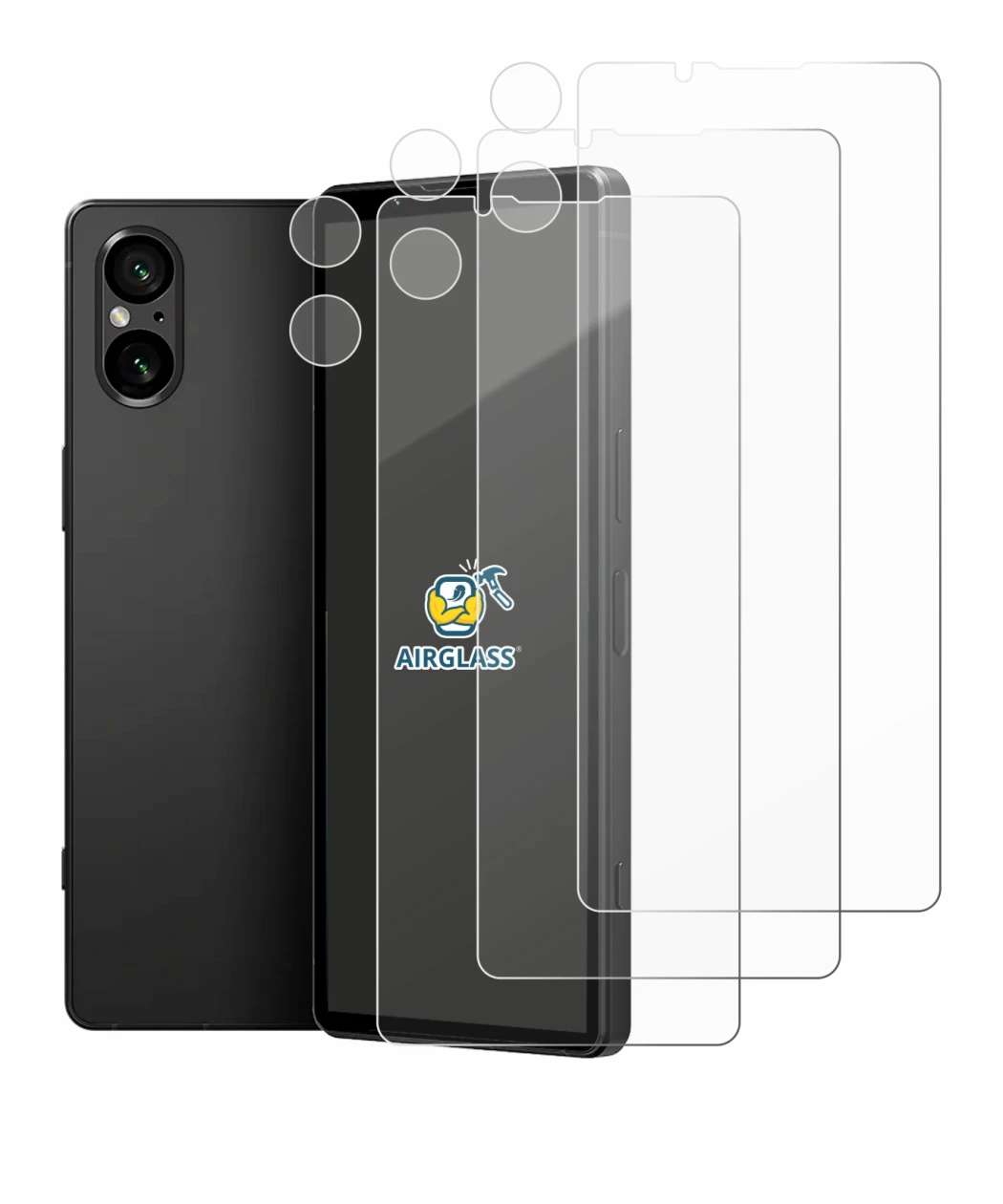 Imagen del dispositivo Sony Xperia 5 V (Frontal+Cámara) con una amplia variedad de protectores de pantalla.