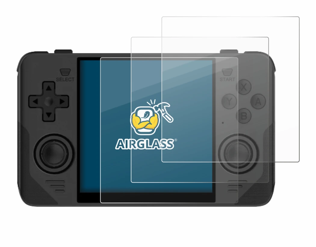 Imagen del dispositivo Powkiddy RGB30 con una amplia variedad de protectores de pantalla.