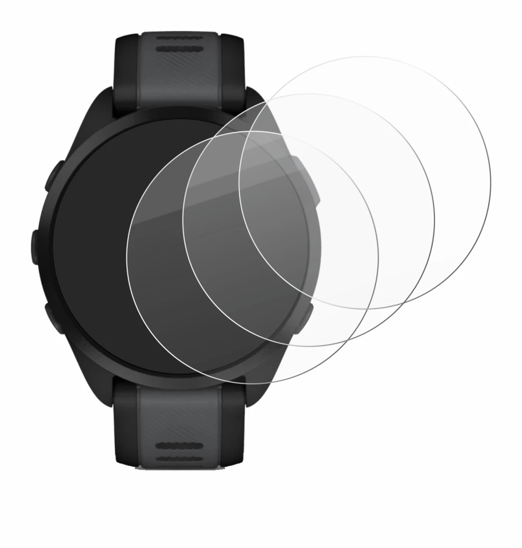 Imagen del dispositivo Garmin Forerunner 165 con una amplia variedad de protectores de pantalla.