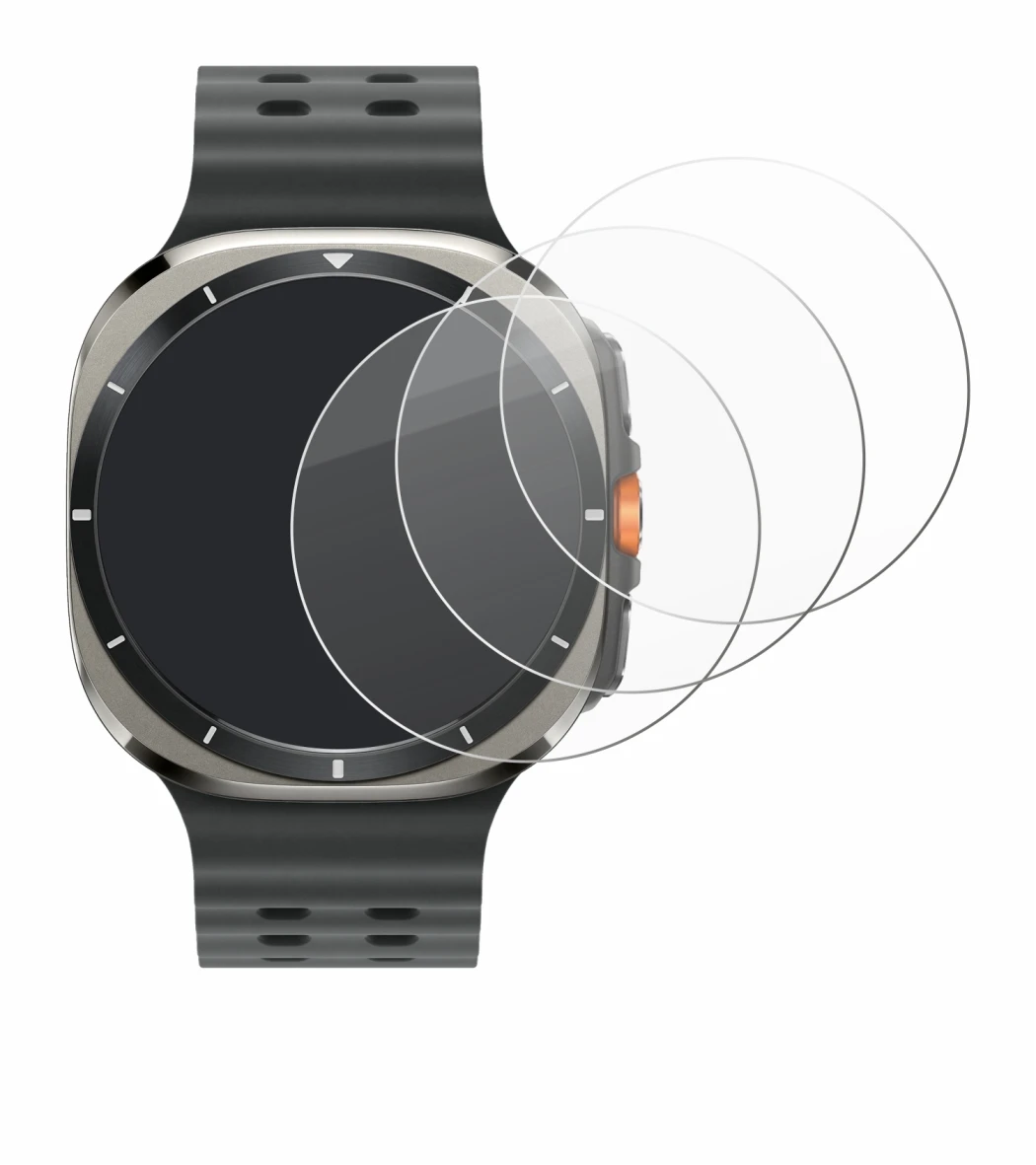 Imagen del dispositivo Samsung Galaxy Watch Ultra (47 mm) con una amplia variedad de protectores de pantalla.