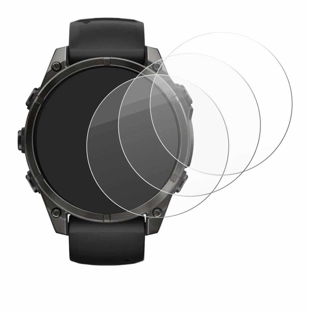 Imagen del dispositivo Garmin Fenix 8 AMOLED (47 mm) con una amplia variedad de protectores de pantalla.