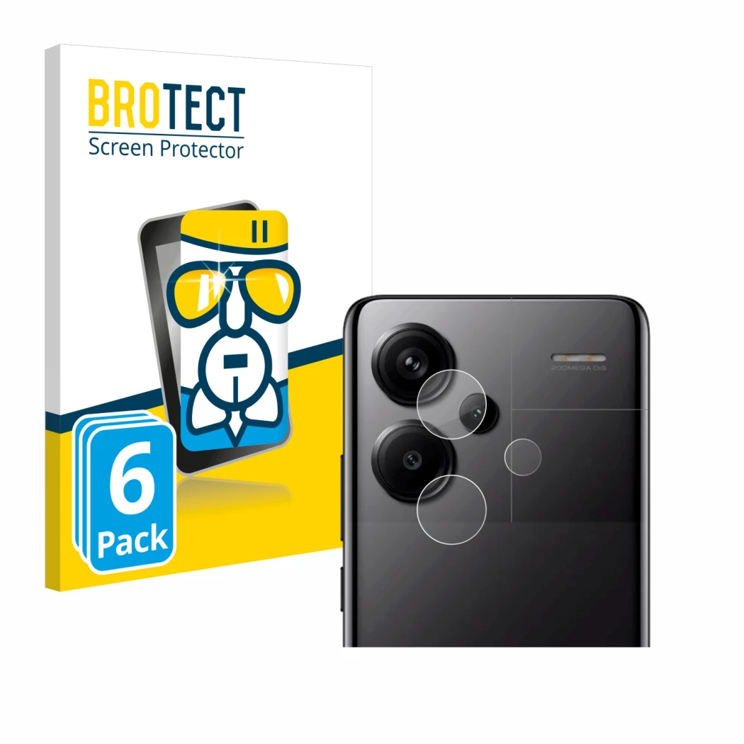 Parte frontal de un envase de producto con el logotipo de la marca BROTECT. Al lado se muestra el dispositivo Xiaomi Redmi Not