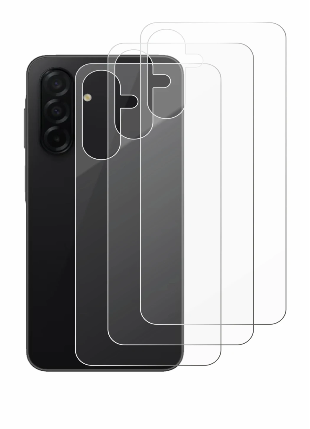 Imagen del dispositivo Samsung Galaxy A26 5G (Trasero) con una amplia variedad de protectores de pantalla.