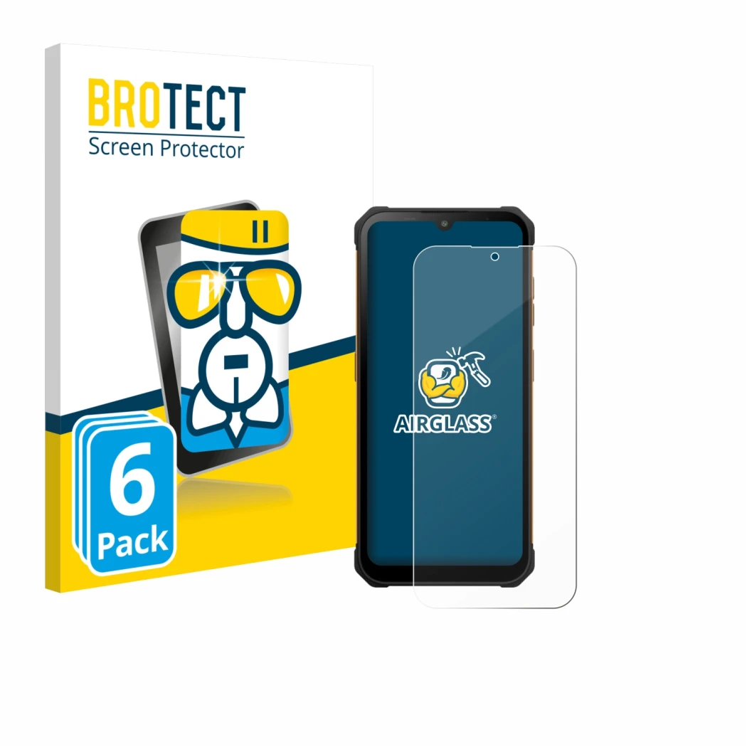 Parte frontal de un envase de producto con el logotipo de la marca BROTECT. Al lado se muestra el dispositivo Hammer Iron Va c